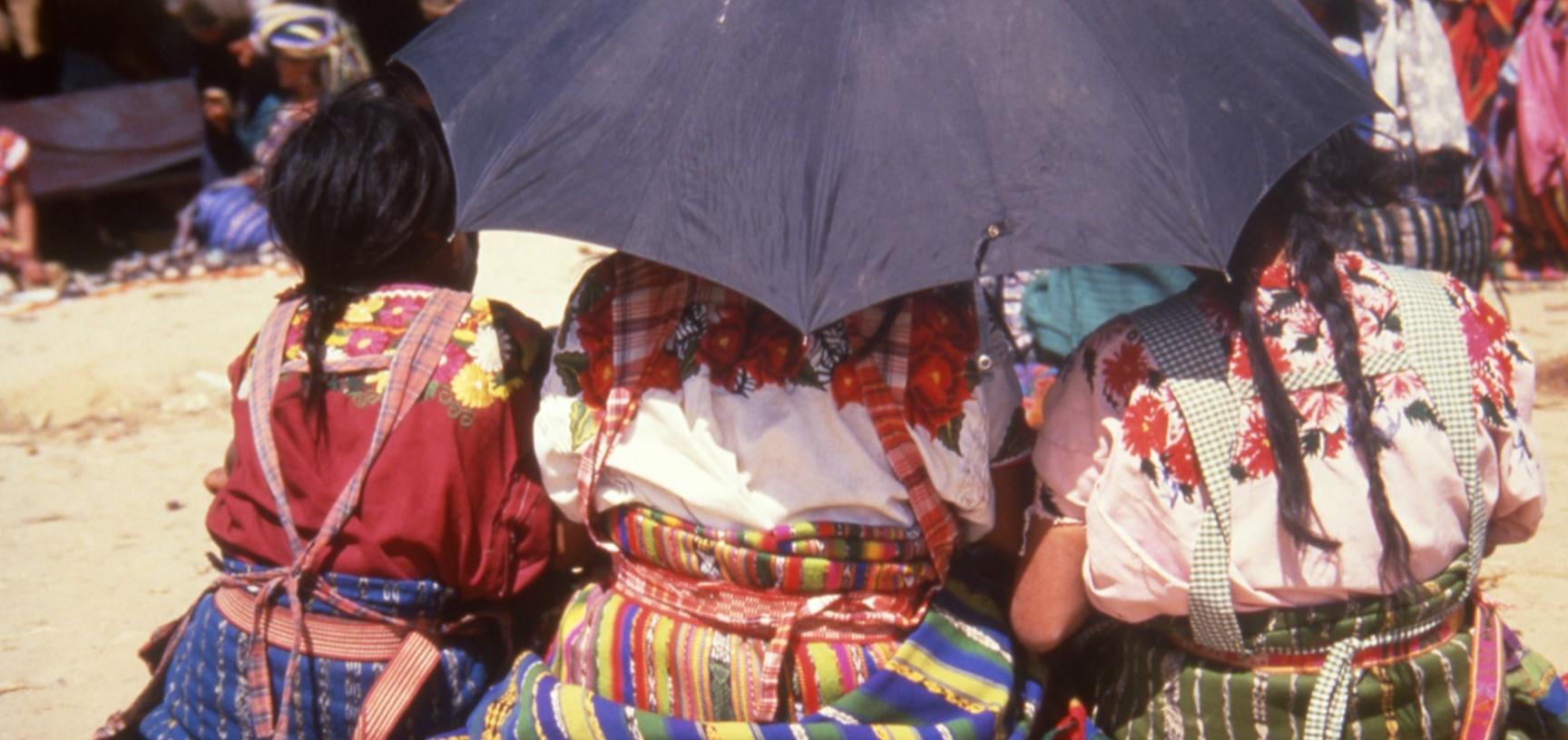 Girls at a market in Chichicastenango, Guatemala.