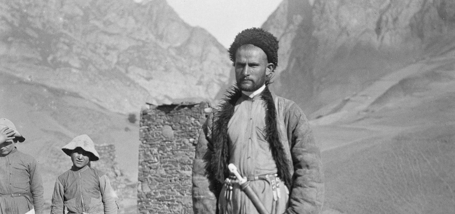 Man in the mountain village of Gornaya Saniba in the western Caucasus. Photograph by John Baddeley. Gornaya Saniba, Republic of North Ossetia-Alania, Russia. August 1902.