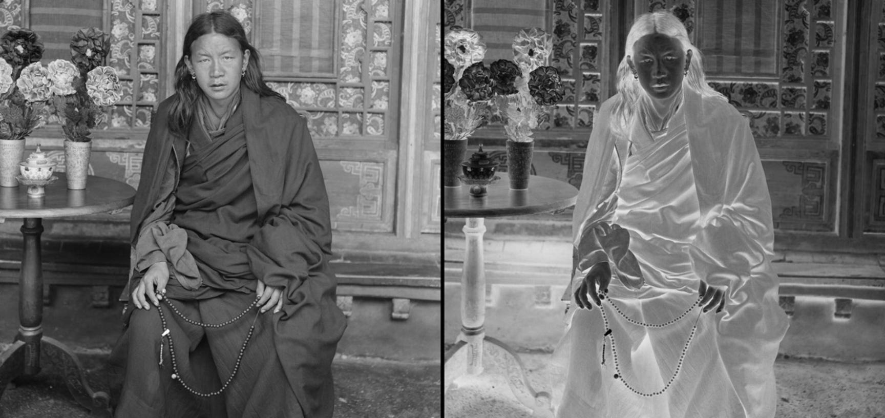 Double photo portrait of Nyingma monk. 
