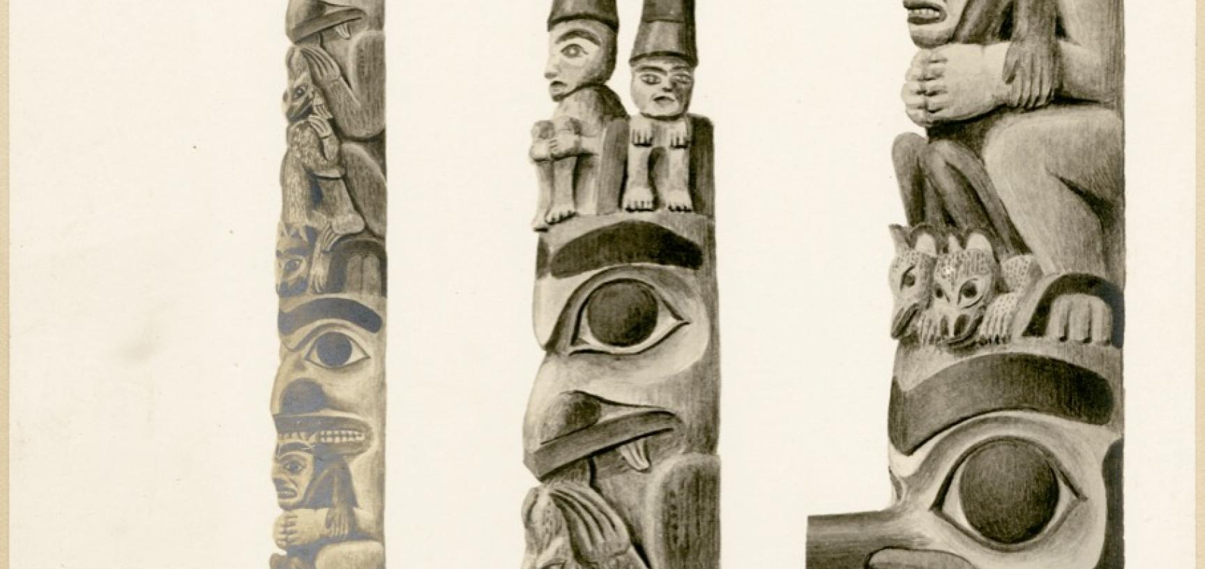 Contemporary print of Robinson’s painting of Star House Pole. Photograph by Alfred Robinson. 1901. (Copyright Pitt Rivers Museum, University of Oxford. Accession Number: 1998.267.269.2)