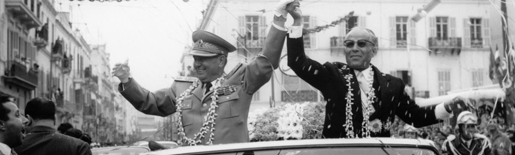 Tunisia, 1961. Presidents Tito and Bourguiba on the way from the harbour to the residence in Tunisia.