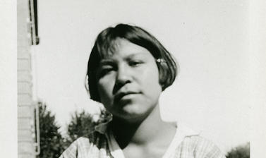 Portrait of Minnie Wilson, a student at the Coqualeetza Indian Residential School.