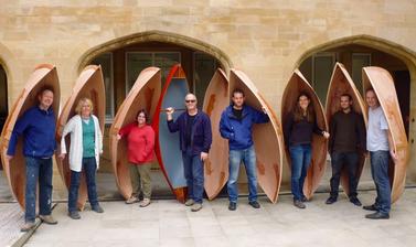 Nessmuk canoe workshop, 2014. These one-man, plywood canoes were put to the test on Oxford’s canals. They were inspired by stitched canoes in the collections used by Algonquian-speaking peoples of north-eastern USA and Canada.