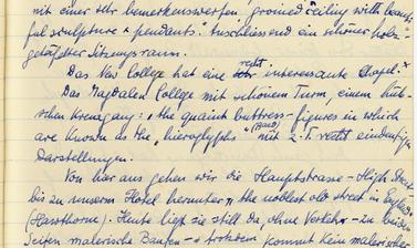 Page from Ellen Ettlinger’s handwritten diary with entry dated 6 April 1931 describing a first visit to Oxford.