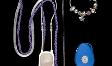 Pendant Alarm; Crocheted Case; Anti-Tech Amulet; Charm Bracelet; SureSafeGO GPS Personal Alarm