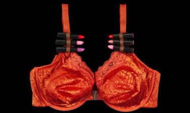 Front-Fastening Bra with Lipstick Holsters