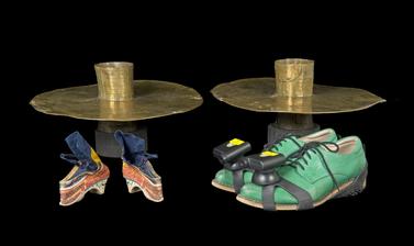 Ogba Brass Anklets; Lotus Shoes; Green Oxford Shoes; Path Finder Laser Shoe Attachments