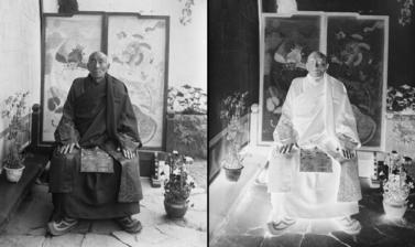 Double photo portrait of the Chikyak Khenpo or Lord Chamberlain.