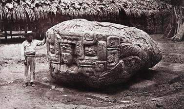 Zoomorph B (also known as Monument 2), south face, dated AD 780. Photograph by Alfred Maudslay. Quirigua, Guatemala. 1883.