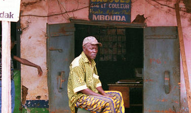 The photographer outside his studio in Mbouda, Cameroon. March 2007.