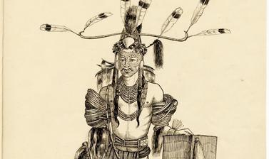 ‘Soibang, Vangam of Chopnu (Bor Mutan)’ Ink drawing by Robert Gosset Woodthorpe.