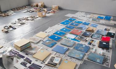 Material drying in the RD3 Project's workspace. (Copyright RD3 Project/Rikuzentakata City Museum)