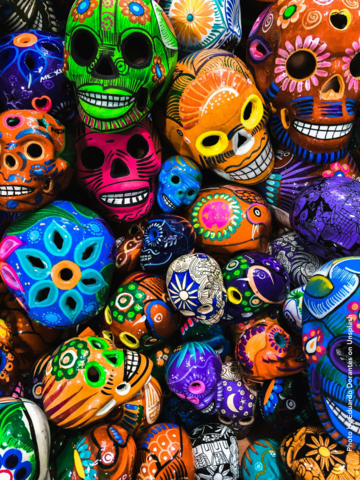 Colourful Day of the Dead skulls
