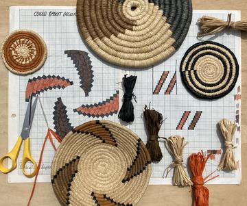 Coiled basket mats and making materials