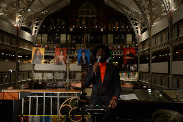 Performer at Museum of Colour launch in Pitt Rivers