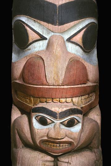 Close up of Haida totem pole