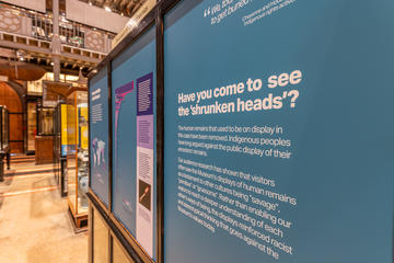 Display text asking Have you come to see the shrunken heads